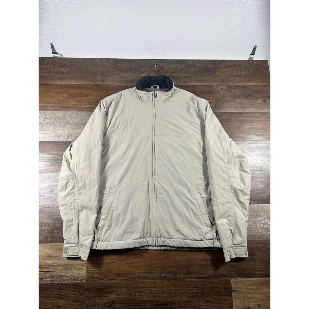 Eddie Bauer Mens Tall XL Tan Khaki Full Zip Fleece Lined Insulated Jacket